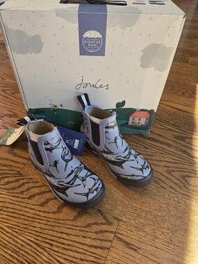 Joules - Kids - Blue Gray Sharks - JNR Rainwell - Rain Boots (US9/UK8) NWT